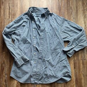 Ralph Lauren logo Men's Blue Checkered long sleeve button down collar shirt M